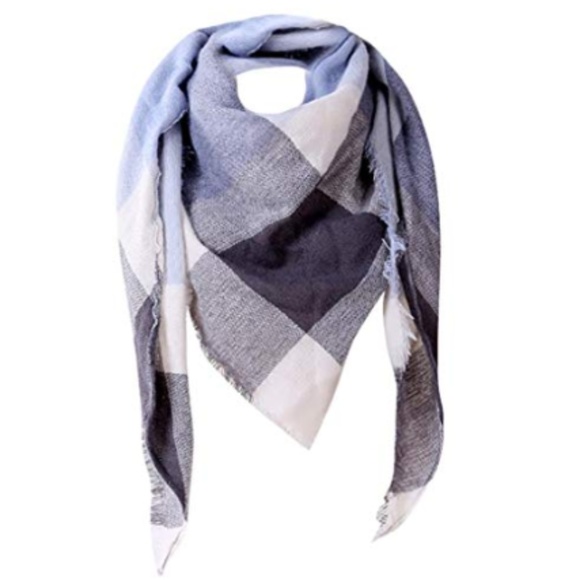 C.C. Boutique Accessories - NWT Blue & Gray Check Plaid  Blanket Scarf